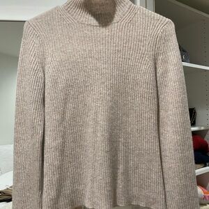 James Perse Taupe Ribbed Women's Turtleneck Sweater
